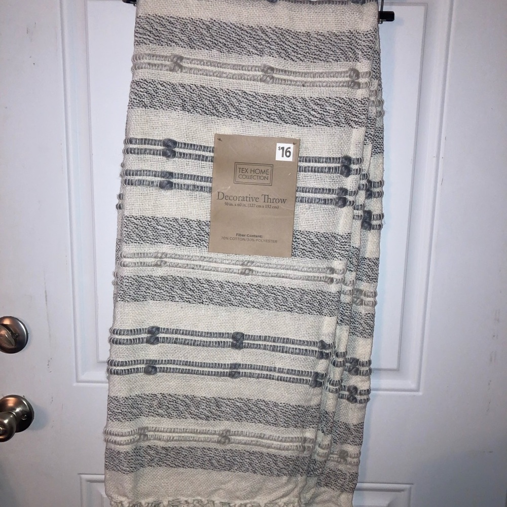 Gray and white Decorative Throw NWT